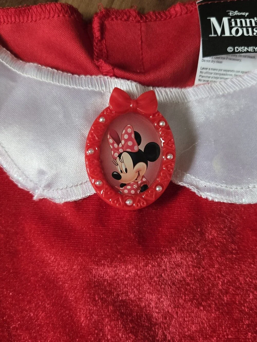Disney Minnie Mouse Red Polka Dot Kids Tiered Costume Dress & Black Bow 6/6X EUC